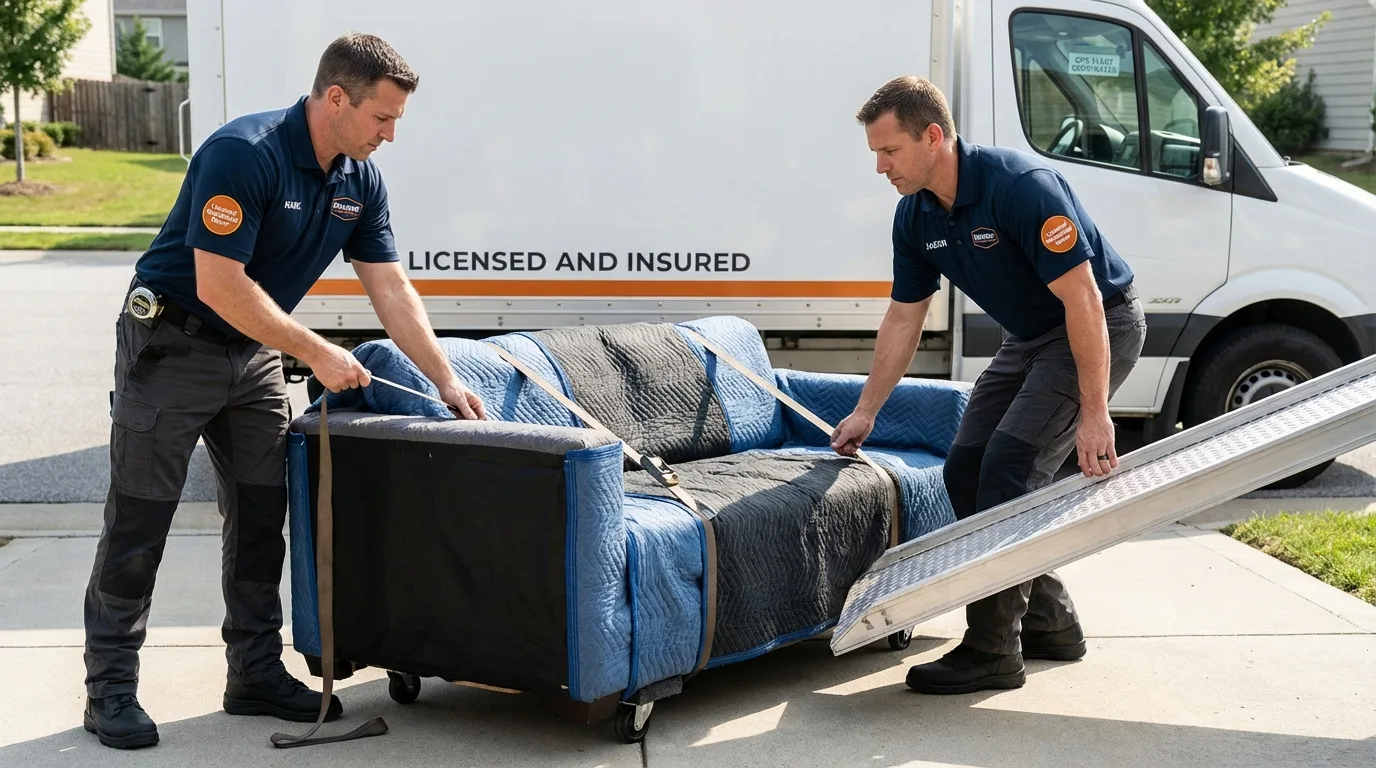 CamelBack Moving crew loading padded furniture onto residential truck